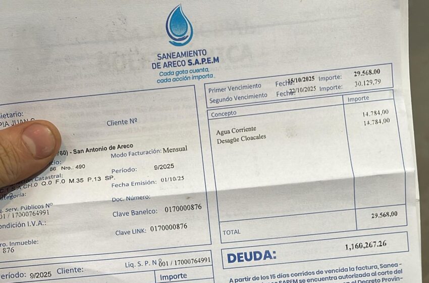 Sorpresa en muchos vecinos al recibir la boleta de Sanear con deuda